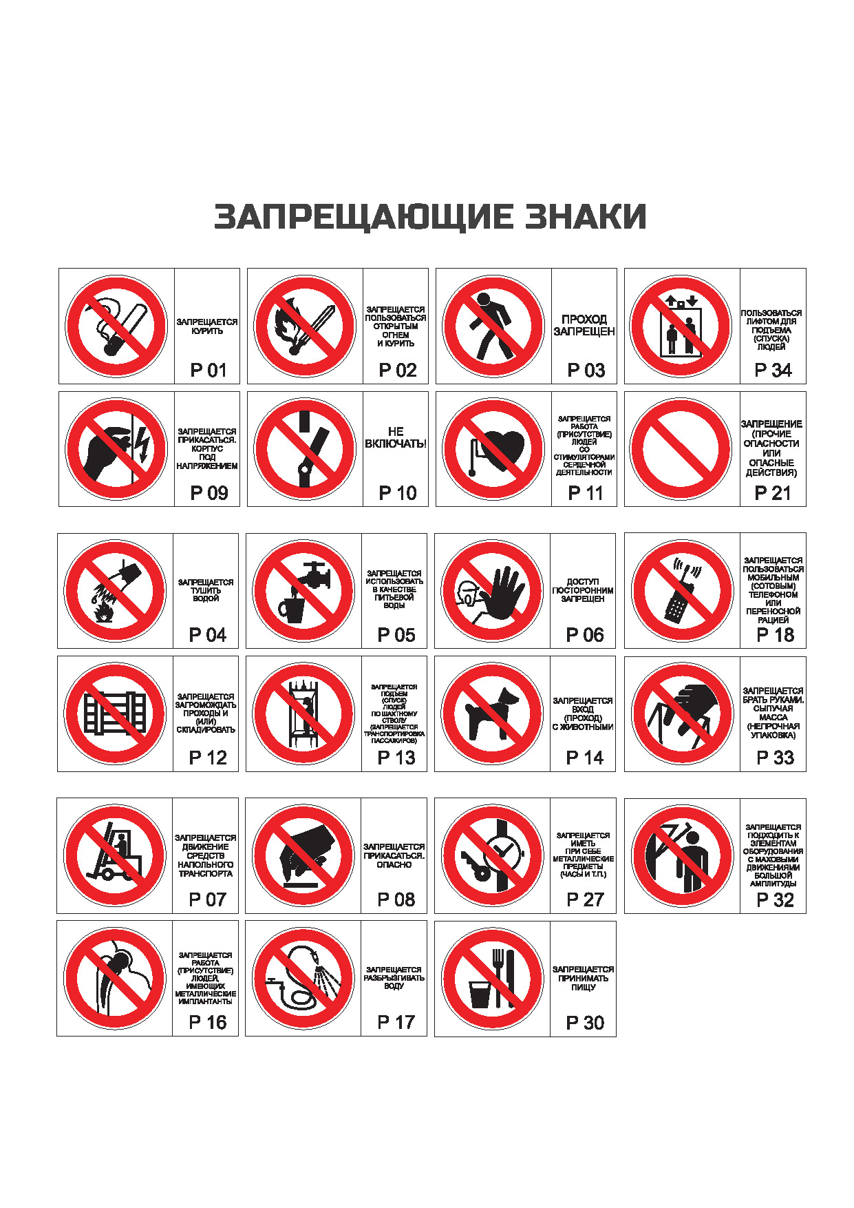 Запрещающие знаки